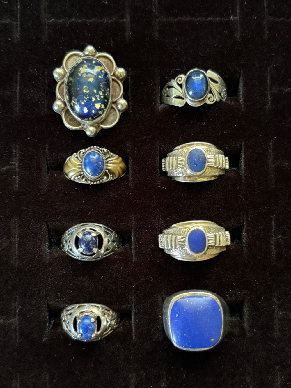 Vintage Blue Ring Lot of Eight (Various Sizes)